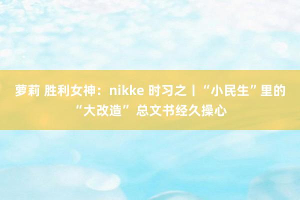 萝莉 胜利女神：nikke 时习之丨“小民生”里的“大改造” 总文书经久操心