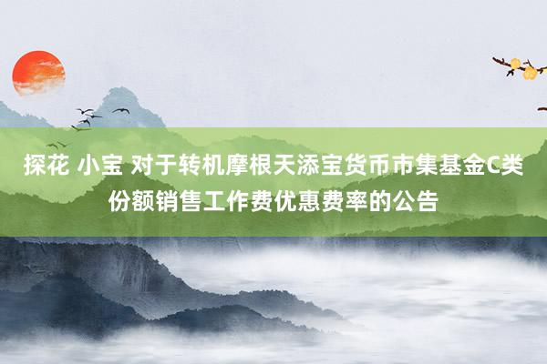 探花 小宝 对于转机摩根天添宝货币市集基金C类份额销售工作费优惠费率的公告