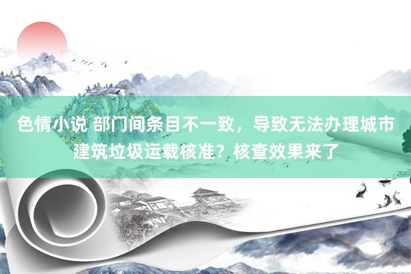 色情小说 部门间条目不一致，导致无法办理城市建筑垃圾运载核准？核查效果来了