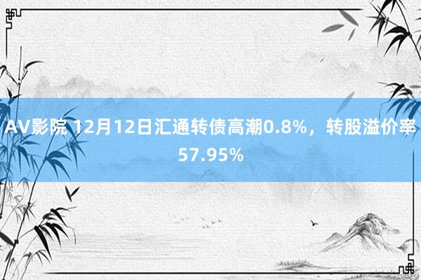 AV影院 12月12日汇通转债高潮0.8%，转股溢价率57.95%