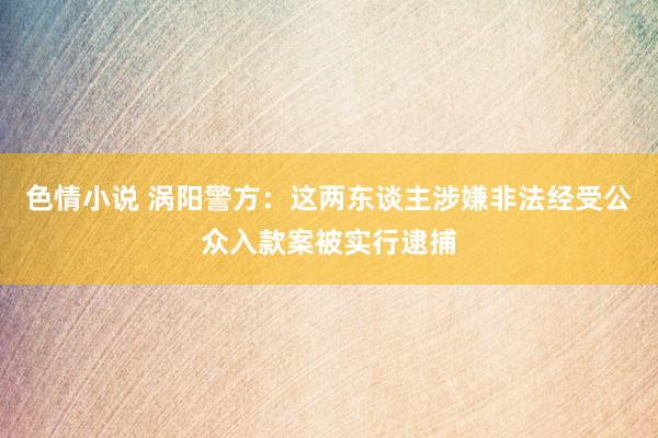 色情小说 涡阳警方：这两东谈主涉嫌非法经受公众入款案被实行逮捕