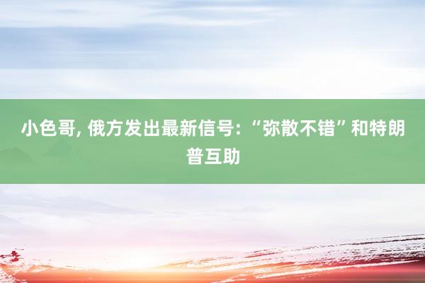 小色哥， 俄方发出最新信号: “弥散不错”和特朗普互助