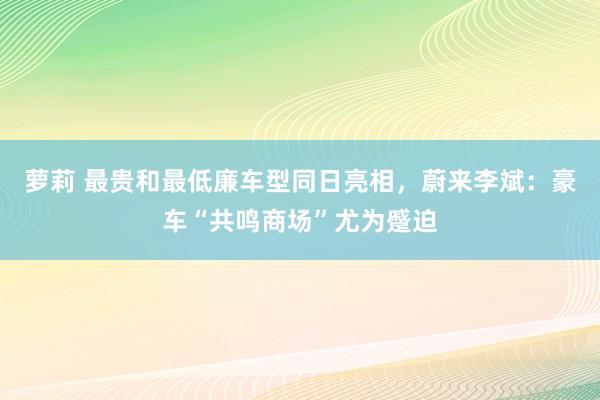 萝莉 最贵和最低廉车型同日亮相，蔚来李斌：豪车“共鸣商场”尤为蹙迫