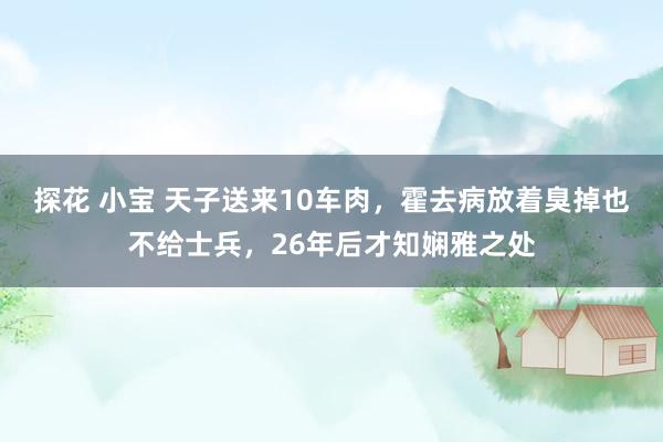 探花 小宝 天子送来10车肉，霍去病放着臭掉也不给士兵，26年后才知娴雅之处