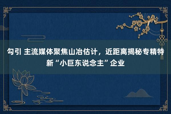 勾引 主流媒体聚焦山冶估计，近距离揭秘专精特新“小巨东说念主”企业