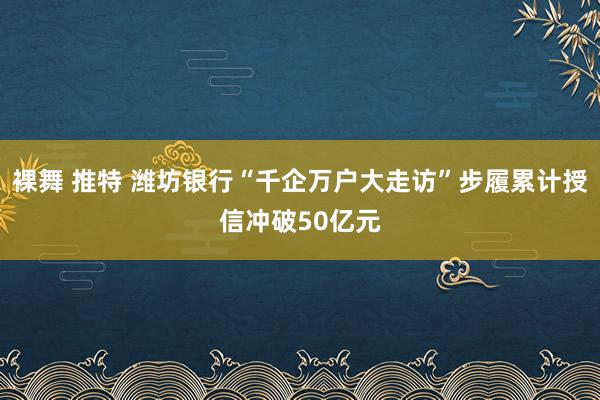 裸舞 推特 潍坊银行“千企万户大走访”步履累计授信冲破50亿元