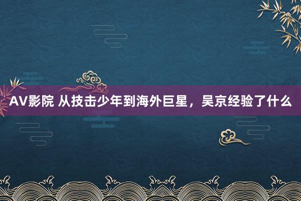 AV影院 从技击少年到海外巨星，吴京经验了什么