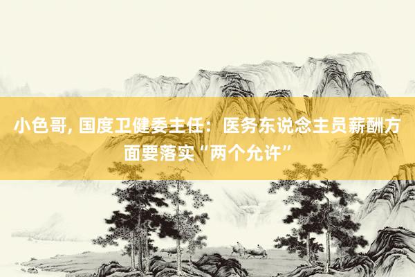 小色哥， 国度卫健委主任：医务东说念主员薪酬方面要落实“两个允许”