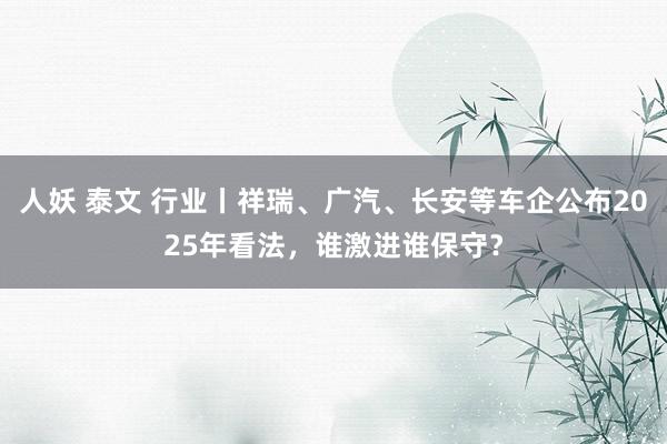 人妖 泰文 行业丨祥瑞、广汽、长安等车企公布2025年看法，谁激进谁保守？